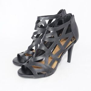 Fergalicious by Fergie Black Cage Peep-toe Pumps, Size 8